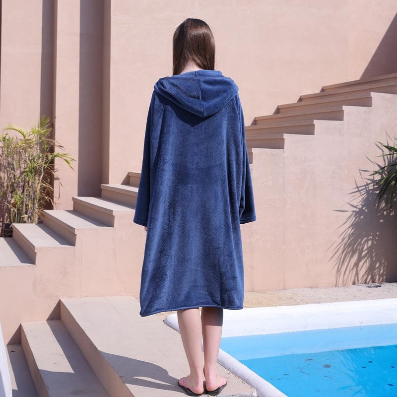 Hiturbo Surf Poncho Zipper Towel Hoodie: Oversized Hooded Wetsuit Changing