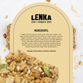 Lenka Bars - Omega Snack Bars, Gluten Free, High Fiber, Kosher, Wholesome, No Artificial Flavors, Individually Wrapped - 12 Pack