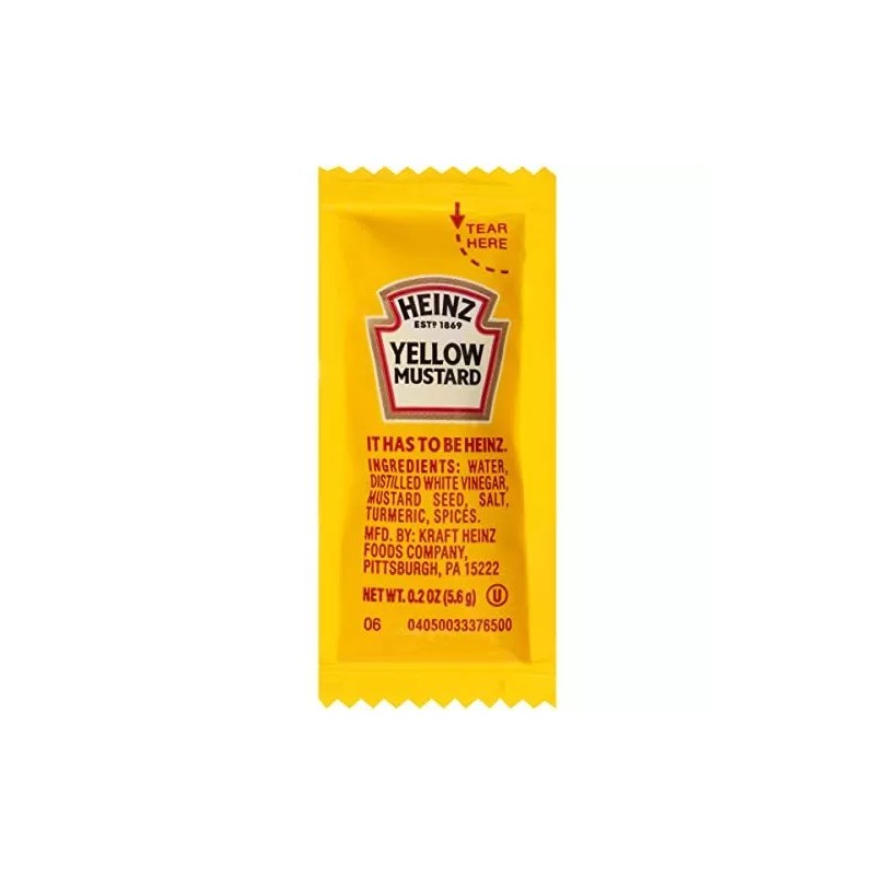 Heinz Yellow Mustard Single Serve Packets (200 ct Pack)