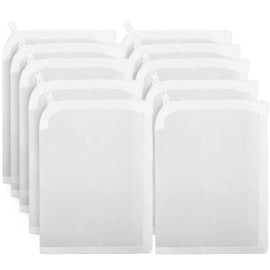 Segarty Aquarium Filter Bags High Flow, 10 Pack 0.15mm Mesh Bag 7.7 x 6 Inch Reusable White Nylon Media Net Bags with Plastic Zipper for Bio Balls, Ceramic Rings, Activated Carbon, Charcoal, Fish Tank