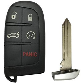 5 Buttons Smart Key Fob Cover Case fit for Dodge Challenger Charger Dart Durango Journey Jeep Grand Cherokee Chrysler 300 Keyless Entry Replacement Remote Car Key Shell