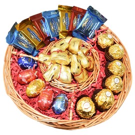 Easter Gift Basket - Bunnies, Easter Eggs and Truffles - Chocolate Candy Gifts for Him and Her – Easter Tray for Wife, Husband, Kids, Friends, Men, Women