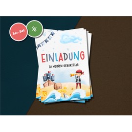 5er-Set Piraten Einladungskarten | Kindergeburtstag Einladungen | A6 Umweltfreundliche Partyeinladungen | Abenteuer auf hoher See | Schatzsuche Schnitzeljagd Seeräuber