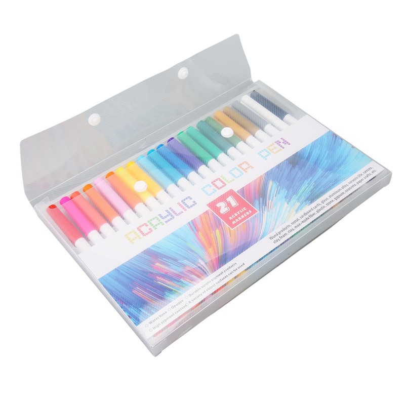 21 Colors Paint Pens Acrylic Markers Washable Dry Quickly Paint