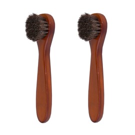ccHuDE 2 Pcs Horsehair Shoe Polish Brushes Leather Boots Care Clean Applicator Suede Cleaner Brush with Wooden Handle