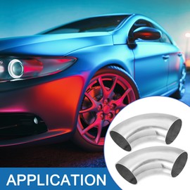 A ABSOPRO 90 Degree Exhaust Elbow Pipe OD 1.75" SS304 Stainless Steel Silver Tone (Set of 2)