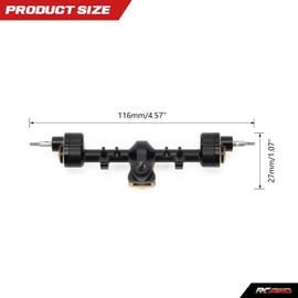 RCAWD RC Axle Set, Rear Portal Axle Housing and Steel Gearbox for Axial 1-24 SCX24 Crawler, Upgraded Part, Black