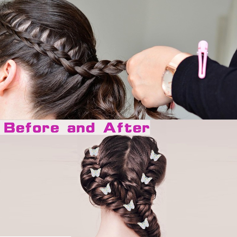 YUNHENTONG Schmetterling Haarspangen,12 Stück Glitter 3D Schmetterling Haarklammer,Kleine Haarspangen,Butterfly Hair