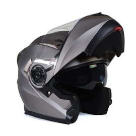 Milwaukee Helmets MPH9808DOT 'Ionized' Silver Advanced Motorcycle Modular Helmet for Men and Women Biker w/Drop Down Visor - XX-Large