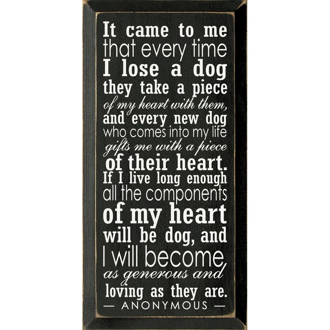 Wooden Dog Sign - It Came to Me That Every Time I Lose a Dog. (Old Black)