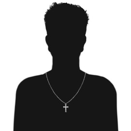 Ritastephens Men's Sterling Silver Large Cross Charm Necklace 24 Inches