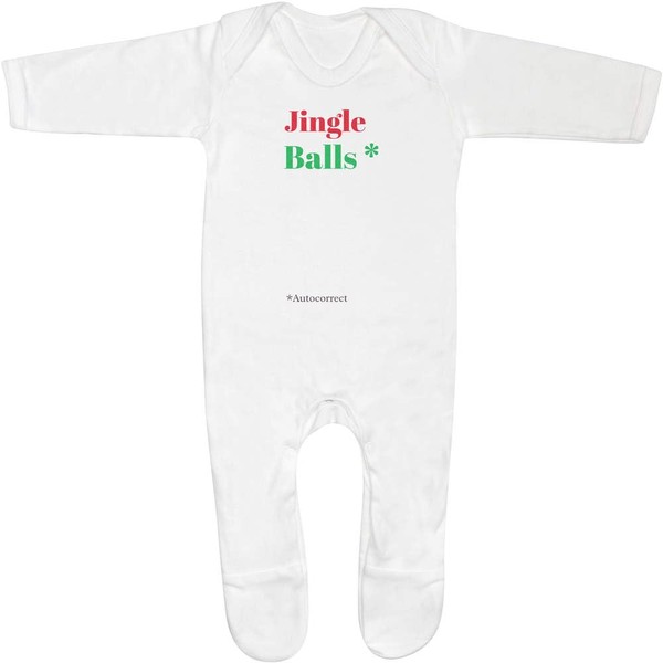 Azeeda 3-6 Month 'Jingle Balls Text' Baby Romper Jumpsuit/Sleep Suit