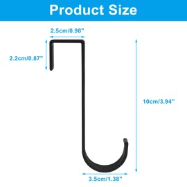 Unlorspy 8Pcs Metal Over The Door Single Hook 3.94 Inch Long Hanger Door Hanger Hook Over The Door Hook for Hanging Clothes, Towels and Coats (Black)