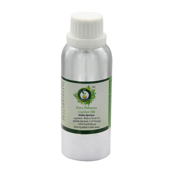 R V Essential Pure Babassu Carrier Oil 630 ml (21 ounces) - Attalea Speciosa (100% Pure and Natural Cold Pressed) Pure Babassu Carrier Oil