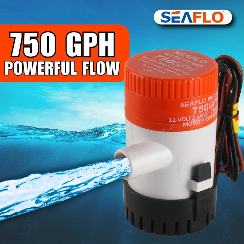 SEAFLO 01 Series 750 GPH Bilge Pump – 12V, 3/4"