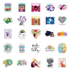 Mental Health Stickers 50 Pack Laptop Stickers,50Pcs Mental Health Vinyl Waterproof Stickers for Water Bottles Skateboard Scrapbook Bike Computer,Phone,-Graffiti Stickers Pack for Teens Girls Kids