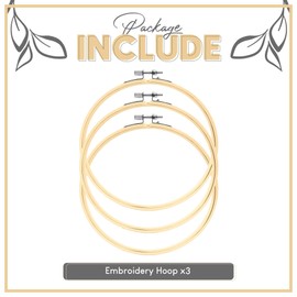 Embroidery Hoops 3 Pack Set: Premium Bamboo Wood Rings with Metal Tension Screw Brackets for DIY Cross Stitching, Sewing, Embroidered Craft Projects, Sizes 5, 7, 8, 9, & 10 Inch Diameter, (7")