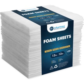 WRAPPING MAILERS SOLUTION Paquete de 100 hojas de espuma de 12 x 12 pulgadas, suministros de mudanza y embalaje, protege la taza, taza, vasos y platos