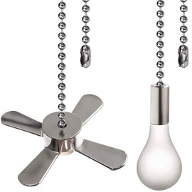 Akahttbn Ceiling Fan Pull Chain Ornaments Extension Chains with Decorative Light Bulb and Cord 13.6 Inches Fan Pull Chain Set For Ceiling Light Lamp Chain (Nickel)