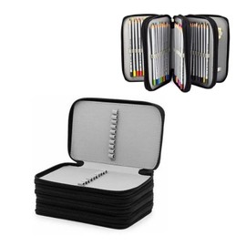 Estuche para Lápices con 72 Ranuras, Portalápices de Colores de Tela Oxford de Gran Capacidad para Niños, 4 Capas, Negro