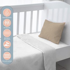 Pizuna Crib Pillow Cover 40x60cm Simply Taupe, 2pc 400 Thread Count 100% Long Staple Cotton Highly Breathable Sateen Weave Baby Toddler Pillow Cases For Boys And Girls By