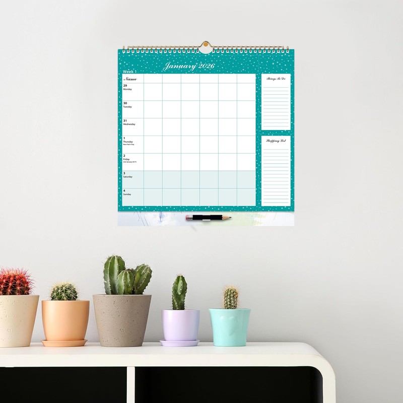 ZXHQ 2026 Family Calendar for UK, Jan–Dec, 6-Column Layout, 30.5