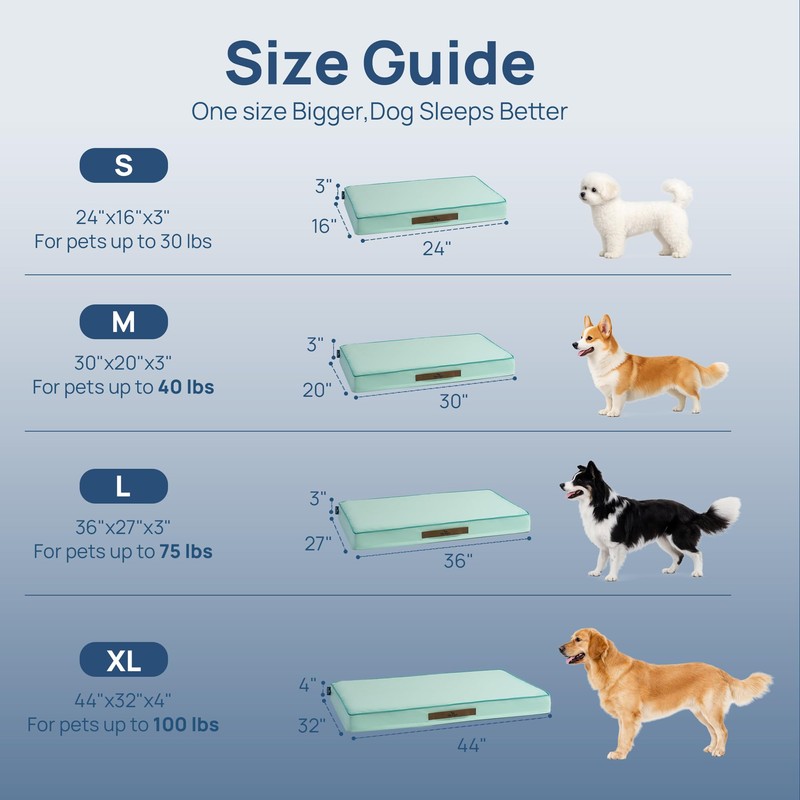 blunique Cooling Dog Bed for Large Dogs, Orthpedic Cooling Pet