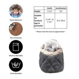 WarmHut Chair Leg Floor Protectors Caps 16pcs Table Furniture Leg Feet Tips Cloth Socks Wood Floor Protector (Flannel Grey)