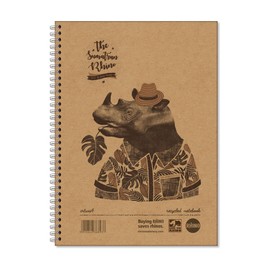 Recycled Save The Rhino A4 hardback Notebook 160 Pages Ruled,SRTWA4