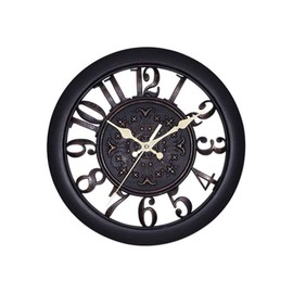 ALEOHALTER Wall Clock, Outdoor Clock Silent Non-Ticking Metal Clock Decorative Clock Hanging for Patio Garden, Pool, Home Office School Kitchen Use(Black)