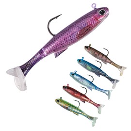 JORMIX 6Pcs Swim Baits for Bass Fishing,Easy Catching Lures Soft Plastic Walleye Fishing Lures,Fishing Gear for Bass Trout Crappie,Paddle Tail Swimbaits Fishing Soft Plastic Lure Kit Mixed Color