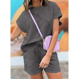 Dokotoo Womens Two Pieces Outfits Fall Trendy Clothes Sweatshirt Shorts Sets Casual Comfy Athletic Tracksuit Valentines Outfits For Women Fall Fashion 2025 Dark Grey X-Large