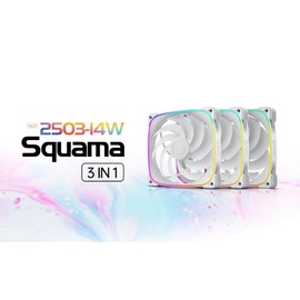 Geometric Future Squama 2503 RGB PWM Fan - 140mm - 3 Pack – Performance & Silent Balance - Dual Lighting Loop - 5V 3pin addressable RGB - 4pin PWM - White(GEO-S2503W-14T)