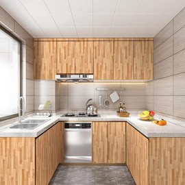 Jeweluck Wood Contact Paper Peel and Stick Wallpaper 17.7inch × 196.8inch Faux Wood Peel and Stick Countertops Self Adhesive Contact Paper Waterproof Wood Wall Paper Decorative for Cabinets Vinyl