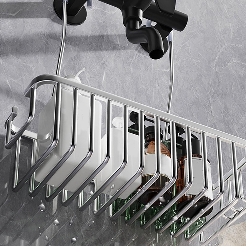 Hanging shower rack, bathroom storage rack, shampoo bracket, Space Aluminum