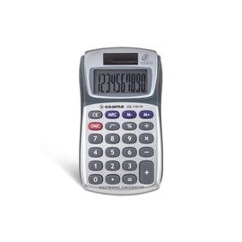 Osama METAL, 10 Digit Pocket Calculator with Rubberized Profile - Silver & Black