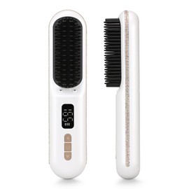CHRISTINE SHELLY - Cepillo alisador de pelo, portátil, inalámbrico, mini cepillo alisador para viajes, con iones negativos, con 9 temperaturas, cerámica anticaldo, carga rápida para mujeres