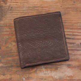 Yoder Leather Company Brown Shark Skin Hipster Bifold Jumbo Wallet (12 Card Slots)  - Amish Hand Made