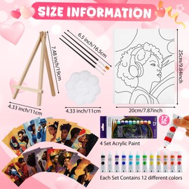 Zhanmai 88 Pcs 8 x 10 Inch Pre Drawn Canvas for Painting Kit Pre Stretched Canvas for Sip and Paint Party Favor Coloring DIY Virtual Party Birthday Gifts Adult's Date Night(Fashion Couples)