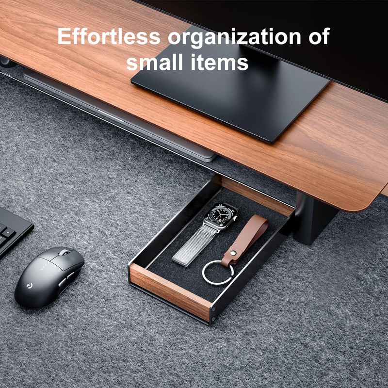 UPERGO Desk Tray Organizer Drawer for Home Office, Walnut Desk