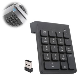 18 Keys Wireless Numeric Keypad 2.4G Portable Ergonomic Mini Numpad Office Calculating Number Pads with USB Receiver for Laptop Notebook Desktop Computer Plug and Play Compatible with Windows Mac OS
