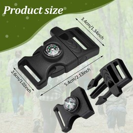 Kendwing Pack of 10 Paracord Bracelet Clasp Buckles and Clasps, Quick Release Backpack Buckle Compass Whistle Buckle Replacement Plastic Buckle for Survival