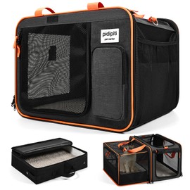 Pidipiti 20 x 14 x 14 Expandable cat car Travel Carrier for 1 Small-Medium cat,with a Portable Leakproof Small cat Litter Box