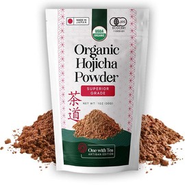 ONE WITH TEA Organic Hojicha Powder, Roasted Matcha Green Tea Powder from Japan, Hot or Iced, Made in Japan, Organic Hojicha 1 OZ