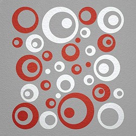 WANDfee® Wall Tattoo, Circles, Dots, 50 Stickers, Colour Choice For Children's Bedroom, Living Room, Hallway, Bathroom, Kitchen, Tile Stickers, white