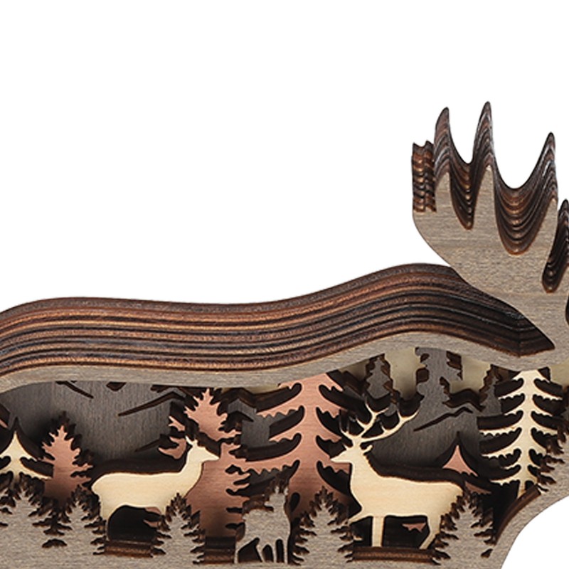 3D Wood Carving Animal Multi Layer Forest Animal Wood Carving