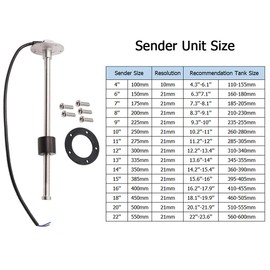 ELING Fuel and Water Level Sensor Sender 175mm Long 0-90ohm Signal 5-Hole Assembly (White+Silver, Sensor (0-90ohm)-175mm)
