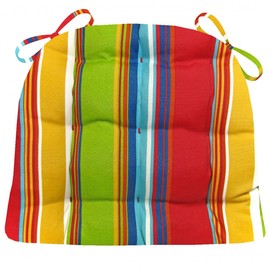Barnett Home Decor Indoor Outdoor Dining Chair Cushions - Westport Red Cabana Stripe Size Small Patio Chair Cushions 15 x 17 - Fade Resistant Weather Resistant - Latex Foam Fill Pad