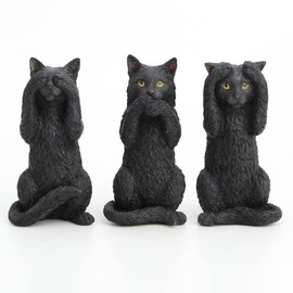 Veronese Design 4 Inch Black Kittens Hear Speak See No Evil Resin Figurine Miniature