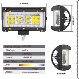 Side Shooter LED Lights, AutoPowerPlus 2pcs 5 inch 120W LED Pods Off Road Driving Fog Light Waterproof LED Cubes Spot Flood Combo Work Lights for Truck ATV UTV Pickup Boat